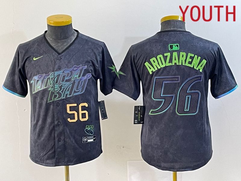 Youth Tampa Bay Rays 56 Randy Arozarena Nike MLB Limited City Connect Black 2024 Jersey style 1